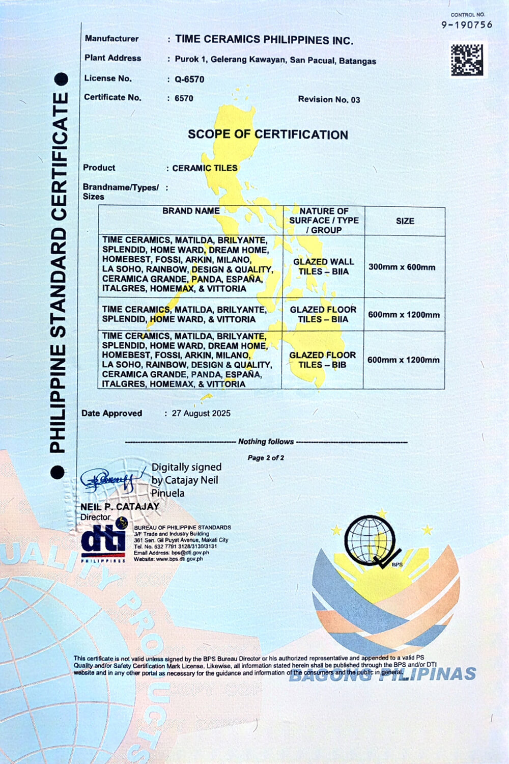 Product Quality Certified B1