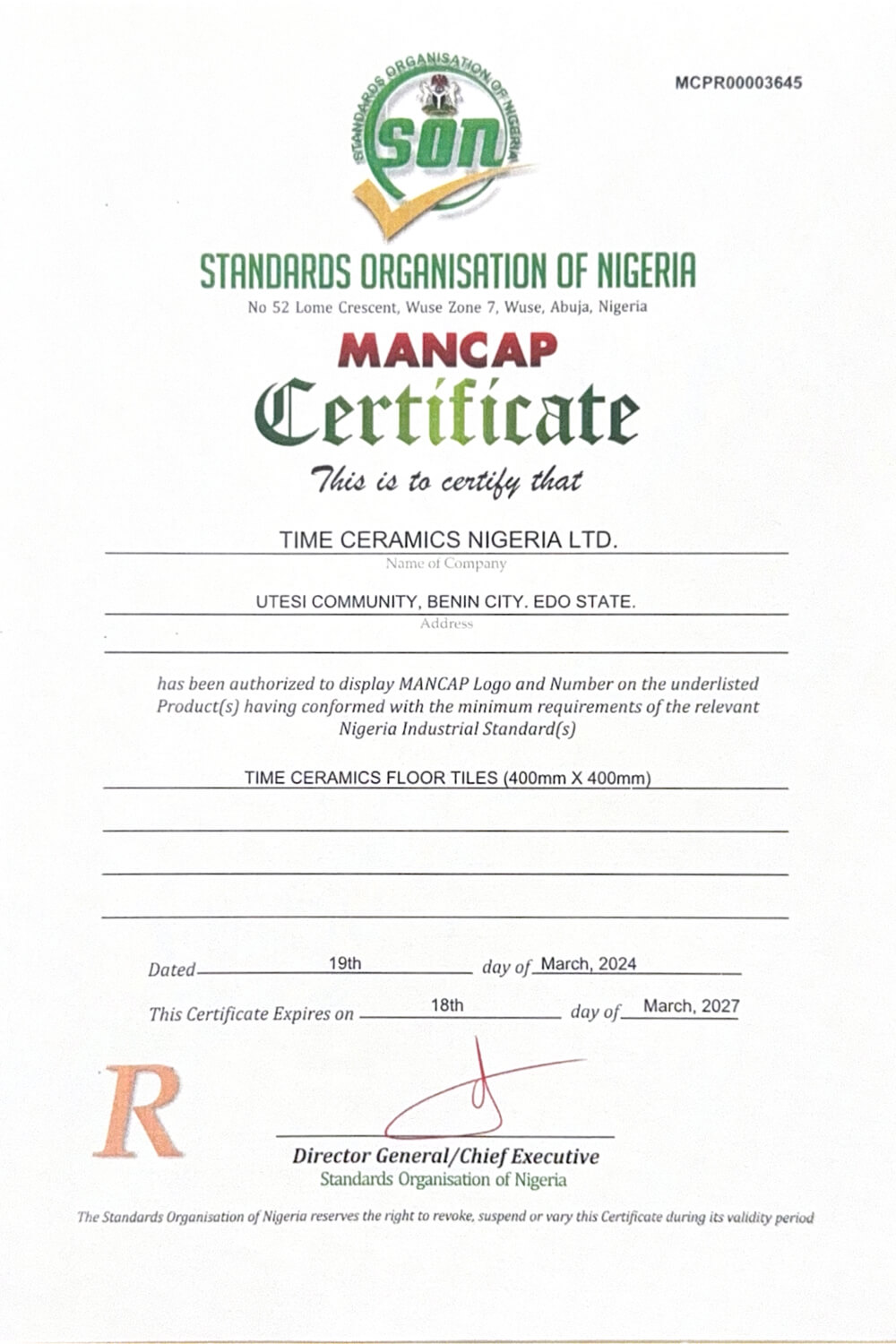 Mancap Standards Organisation Of Nigeria (1)